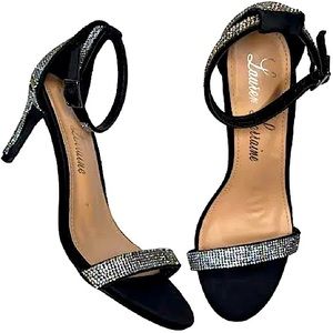 LAUREN LORRAINE Rhinestone Black Stiletto Sandal-Size 11M(SEE ACTUAL PHOTOS)